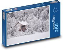 Zimní krajina - zamrzlé jezero, sníh  Puzzle 260 dílků - 41 x 28,7 cm