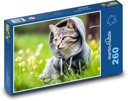 Kot w bluzie - kotek, szczenię - Puzzle 260 elementów, rozmiar 41x28,7 cm