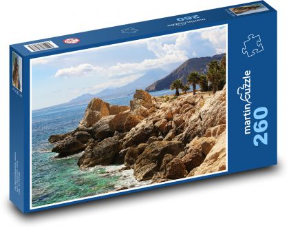 Pobřeží - skály, pláž - puzzle 260 dílků