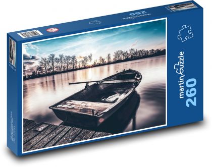 Łódź - jezioro, krajobraz - Puzzle 260 elementów, rozmiar 41x28,7 cm
