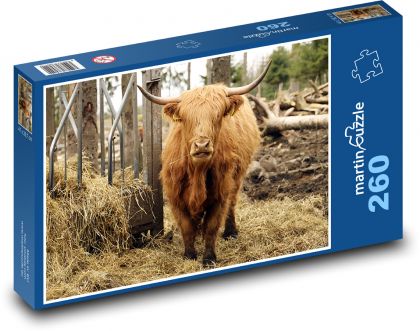 Kráva - rohy, farma - Puzzle 260 dílků, rozměr 41x28,7 cm