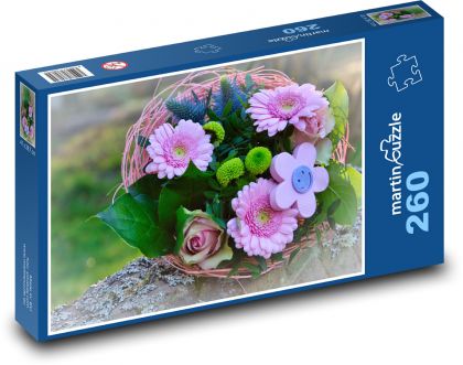 Rosafarbener Strauß - Puzzle - 260 Teile