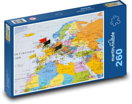 Mapa świata - kierunki, kraje - Puzzle 260 elementów, rozmiar 41x28,7 cm