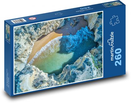 Pláž - Portugalsko, útes - Puzzle 260 dielikov, rozmer 41x28,7 cm