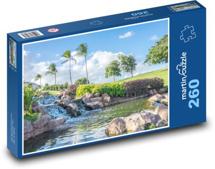 Hawaii - vodopád, Oahu - Puzzle 260 dílků, rozměr 41x28,7 cm
