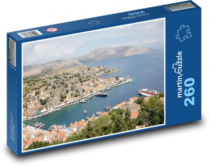 Řecko - ostrov, přístav - Puzzle 260 dílků, rozměr 41x28,7 cm