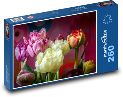 Tulipány - květiny, zahrada - Puzzle 260 dílků, rozměr 41x28,7 cm