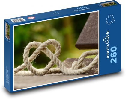 Lano - pletení, srdce - Puzzle 260 dílků, rozměr 41x28,7 cm