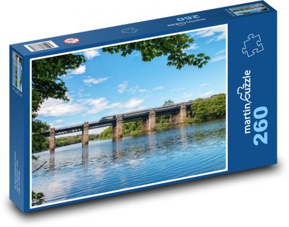 River - bridge, train - Puzzle 260 pieces, size 41x28.7 cm 