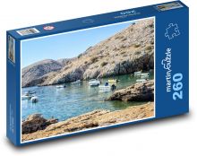 Łodzie - plaża, morze Puzzle 260 elementów - 41x28,7 cm