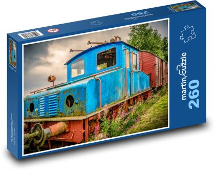 Železnice - lokomotiva, vlak - Puzzle 260 dílků, rozměr 41x28,7 cm