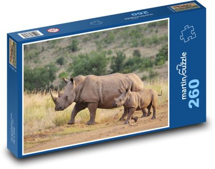 Rhinoceros - chick, animal - Puzzle 260 pieces, size 41x28.7 cm 