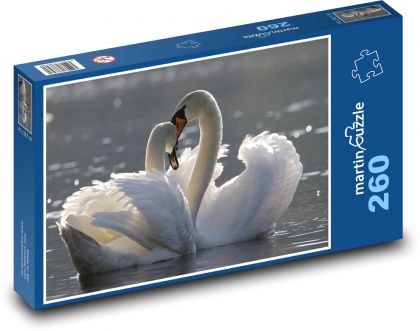 Labutě - vodní ptáci, rybník - Puzzle 260 dílků, rozměr 41x28,7 cm