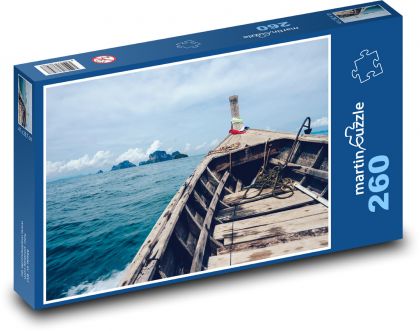 Łódź - wyspa, ocean - Puzzle 260 elementów, rozmiar 41x28,7 cm
