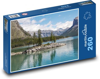 Jezero Minnewanka - Kanada, příroda - Puzzle 260 dílků, rozměr 41x28,7 cm