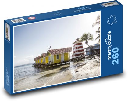 Bungalow - morze, domy - Puzzle 260 elementów, rozmiar 41x28,7 cm