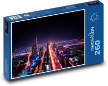 Dubaj - wieżowiec, miasto nocą Puzzle 260 elementów - 41x28,7 cm