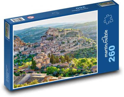 Dedina na kopci - mesto, príroda - Puzzle 260 dielikov, rozmer 41x28,7 cm