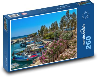 Rybářský přístav - loď, moře - puzzle 260 dílků