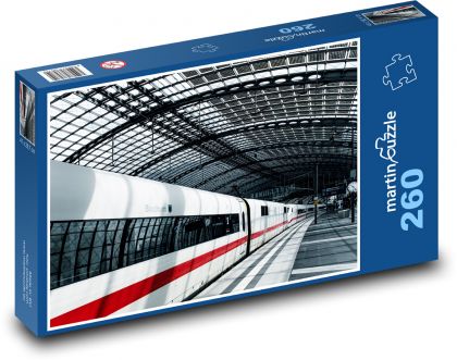 Stanice - železnice, vlak - Puzzle 260 dílků, rozměr 41x28,7 cm