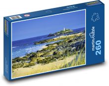 Latarnia morska Godrevy, Anglia, morze Puzzle 260 elementów - 41x28,7 cm