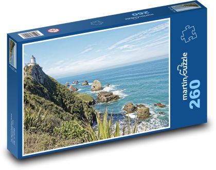 Nový Zéland - Nugget point, moře - Puzzle 260 dílků, rozměr 41x28,7 cm