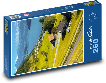 Švýcarsko - jezero, hory - puzzle 260 dílků