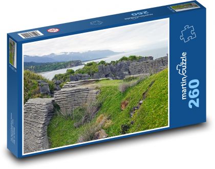 Palačinkové skály - Nový Zéland, moře - Puzzle 260 dílků, rozměr 41x28,7 cm