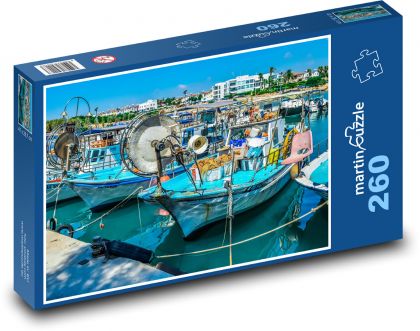 Rybársky prístav - lode, scenéria - Puzzle 260 dielikov, rozmer 41x28,7 cm