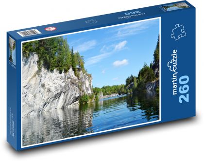 Skały - woda, drzewa - Puzzle 260 elementów, rozmiar 41x28,7 cm