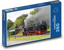 Lokomotywa parowa - stacja Putbus, Niemcy Puzzle 260 elementów - 41x28,7 cm