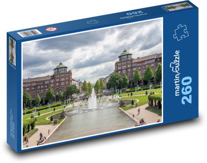 Mannheim - fontanna, park - Puzzle 260 elementów, rozmiar 41x28,7 cm