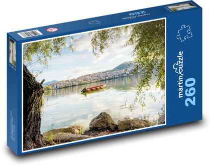 Kastoria - Grécko, loď - Puzzle 260 dielikov, rozmer 41x28,7 cm