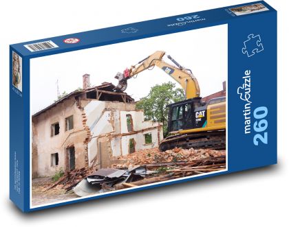 Demolition of the house - bulldozer, ruins - Puzzle 260 pieces, size 41x28.7 cm 