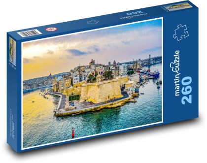 Malta - přístav, ostrov - Puzzle 260 dílků, rozměr 41x28,7 cm