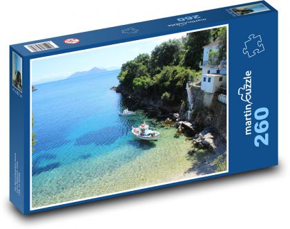 Grecja - morze, port - Puzzle 260 elementów, rozmiar 41x28,7 cm
