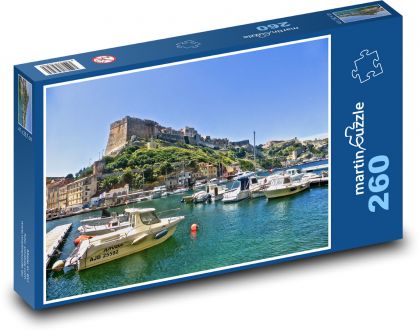 Korsika - přístav, lodě - Puzzle 260 dílků, rozměr 41x28,7 cm