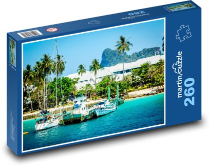 Lodě - moře, palmy - Puzzle 260 dílků, rozměr 41x28,7 cm