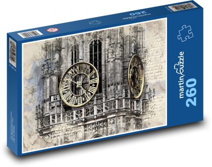 Clock Tower - Church, Cathedral - Puzzle 260 pieces, size 41x28.7 cm 