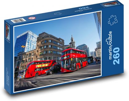 Czerwone autobusy - Londyn, Anglia - Puzzle 260 elementów, rozmiar 41x28,7 cm