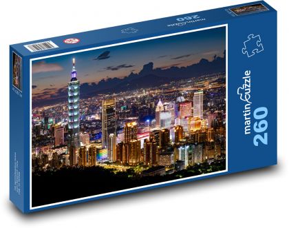 Mesto - noc, svetlá - Puzzle 260 dielikov, rozmer 41x28,7 cm