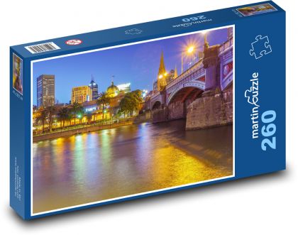 Melbourne - nocne miasto, Australia - Puzzle 260 elementów, rozmiar 41x28,7 cm