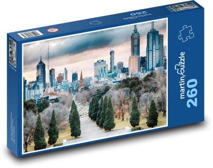 Melbourne - drapacze chmur, Australia - Puzzle 260 elementów, rozmiar 41x28,7 cm