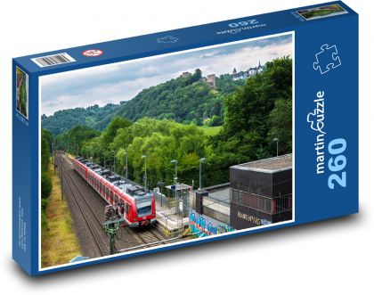 Pociąg - stacja, stacja - Puzzle 260 elementów, rozmiar 41x28,7 cm