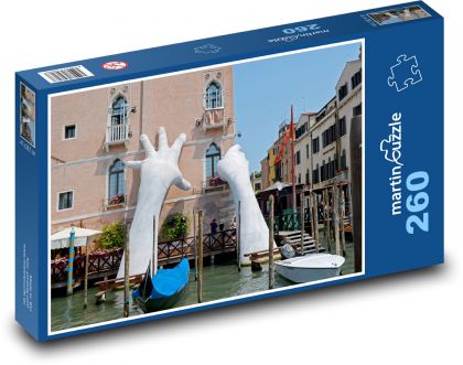 Benátky - obrie ruky, Taliansko - Puzzle 260 dielikov, rozmer 41x28,7 cm