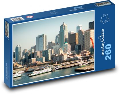 Seattle - Waszyngton, łodzie - Puzzle 260 elementów, rozmiar 41x28,7 cm