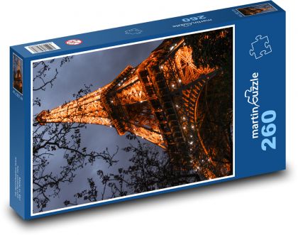 Eiffelova veža - noc, osvetlená - Puzzle 260 dielikov, rozmer 41x28,7 cm