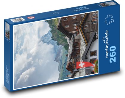 Alpy - hory, dediny - Puzzle 260 dielikov, rozmer 41x28,7 cm