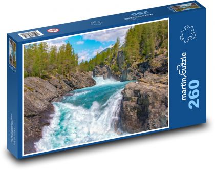 Rzeka - wodospad, strumień - Puzzle 260 elementów, rozmiar 41x28,7 cm