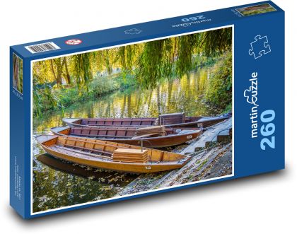 Lodě - pramice na řece - puzzle 260 dílků